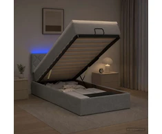 Otmana lova su matracsu ir LED Šviesiai pilka 90 x 190 cm