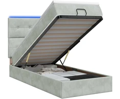 Otmana lova su matracsu ir LED Šviesiai pilka 80 x 200 cm