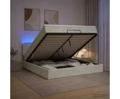 Otmana lova su matracsu ir LED Šviesiai pilka 140 x 190 cm