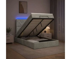 Otmana lova su matracsu ir LED Šviesiai pilka 120 x 190 cm