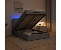 Otmana lova su matracsu ir LED Šviesiai pilka 120 x 200 cm