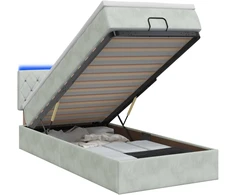 Otmana lova su matracsu ir LED Šviesiai pilka 80 x 200 cm