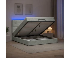 Otmana lova su matracsu ir LED Šviesiai pilka 140 x 190 cm