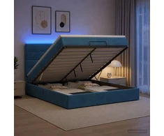 Otmana lova su matracsu ir LED Tamsi mėlyna 140 x 200 cm
