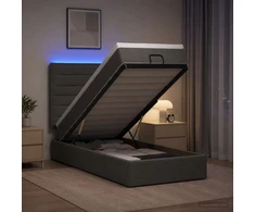 Otmana lova su matracsu ir LED Tamsiai pilka 100 x 200 cm