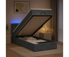 Otmana lova su matracsu ir LED Tamsiai pilka 90 x 190 cm