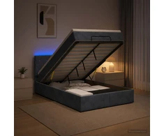 Otmana lova su matracsu ir LED Tamsiai pilka 120 x 190 cm