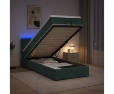 Otmana lova su matracsu ir LED Tamsiai žalia 90 x 200 cm