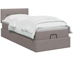 Otmana lova su matracsu ir LED Taupe 100 x 200 cm Audinys