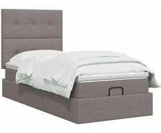 Otmana lova su matracsu ir LED Taupe 100 x 200 cm Audinys
