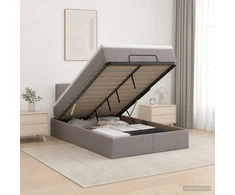 Otmana lova su matracsu ir LED Taupe 120 x 190 cm Audinys