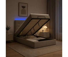 Otmana lova su matracsu ir LED Taupe 120 x 190 cm Audinys