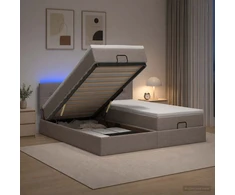 Otmana lova su matracsu ir LED Taupe 180 x 200 cm Audinys
