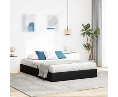 Otomano lovos rėmas su saugykla Juodas 140 x 190 cm audinys