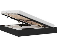 Otomano lovos rėmas su saugykla Juodas 160 x 200 cm audinys