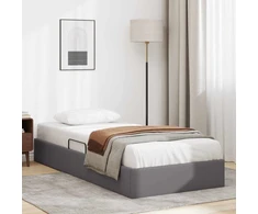 Otomano lovos rėmas su saugykla Pilka 90 x 190 cm Dirbtinė oda