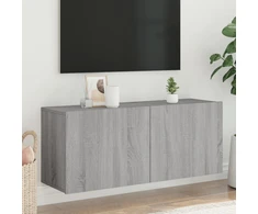 TV staliukas Prie sienos montuojama TV spintelė, pilka ąžuolo, 100x30x41cm