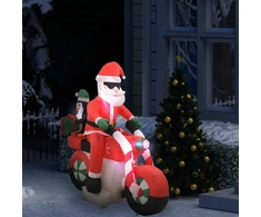 Pripučiamas Kalėdų Senelis ant motociklo, LED, IP44, 160cm