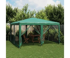 Proginė palapinė su 8 tinklinėmis sienomis, žalia, 4x4m, HDPE