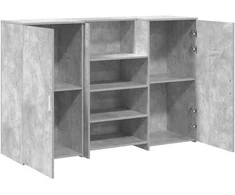 Registratūra, betono pilkas, 155x50x103,5 cm, apdirbta mediena