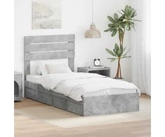 Saugos lova Betono pilka 90 x 190 cm Apdirbta mediena