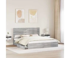 Saugos lova Pilkas Sonoma 180 x 200 cm Apdirbta mediena