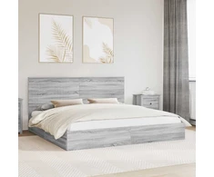 Saugos lova Pilkas Sonoma 200 x 200 cm Apdirbta mediena