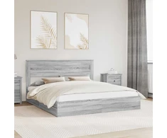 Saugos lova Pilkas Sonoma 200 x 200 cm Apdirbta mediena