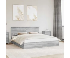 Saugos lova Pilkas Sonoma 200 x 200 cm Apdirbta mediena