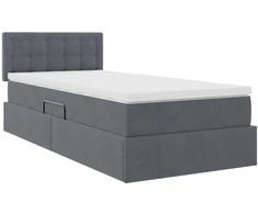Saugos lova su čiužiniu Tamsiai pilka 90 x 200 cm Aksomas