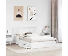 Saugos lova su galvūgalio Balta 140 x 200 cm Apdirbta mediena