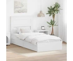Saugos lova su galvūgalio Balta 75 x 190 cm Apdirbta mediena