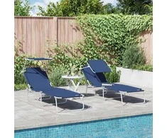 Saulės gultas 2 pcs Mėlyna 58 x 188 x 77 cm Poliesteris
