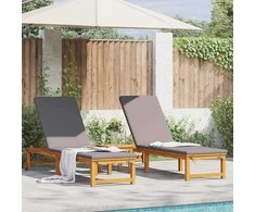 Saulės gultas 2 pcs Ruda 202 x 53 x 89 cm