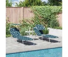 Saulės gultas 2 pcs Žalia 58 x 188 x 77 cm Poliesteris