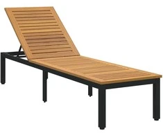 Saulės gultas Juoda 200 x 55 x 35 cm Kietos akacijos mediena