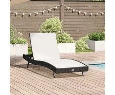 Saulės gultas Juoda ir Balta 197 x 70 x 82 cm poliratanas