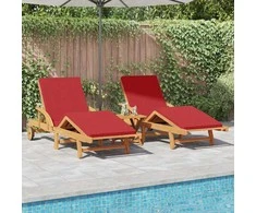 Saulės gultas 2 pcs Raudona 200 x 67 x 84 cm