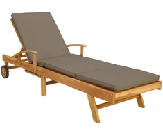 Saulės gultas su pagalvėle 100% poliesteris, kieta teak mediena