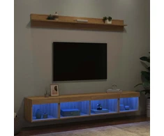 TV staliukas Sieninė TV sekcija su LED, 5 dalių, ąžuolo, apdirbta mediena