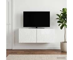 TV staliukas Sieninė TV spintelė 59,5 x 31 cm Itin blizgi balta