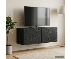 TV staliukas Sieninė TV spintelė 59,5 x 31 cm Juoda Apdirbta mediena