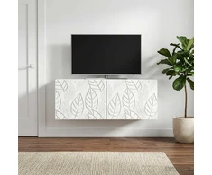 TV staliukas Sieninė TV spintelė 98 x 31 cm Balta Apdirbta mediena