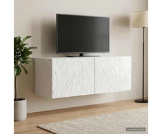 TV staliukas Sieninė TV spintelė 98 x 31 cm Itin blizgi balta