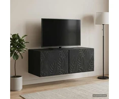 TV staliukas Sieninė TV spintelė 98 x 41 x 30 cm Juoda Apdirbta mediena