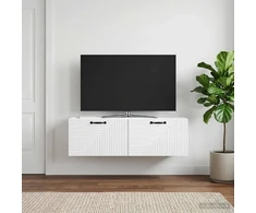 TV staliukas Sieninė TV spintelė Balta 98 x 31 x 30 cm Apdirbta mediena