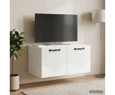 TV staliukas Sieninė TV spintelė Itin blizgi balta 59,5 x 41 x 30 cm
