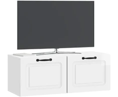 TV staliukas Sieninė TV spintelė Itin blizgi balta 78,5 x 31 x 30 cm