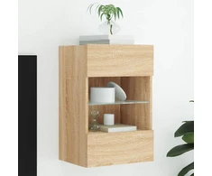 TV staliukas Sieninė TV spintelė su LED lemputėmis, ąžuolo, 40x30x60,5cm