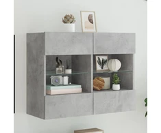TV staliukas Sieninė TV spintelė su LED lemputėmis, betono, 78,5x30x60,5cm